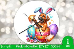 funny happy EASTER wall clock Sublimation hatching Egg Product Image 1