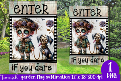 vintage Creepy sublimation Halloween Garden Flag PNG Product Image 1