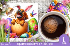 cute EASTER Rhodesian Ridgeback square coaster Sublimation Product Image 1