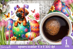 cute EASTER Rhodesian Ridgeback square coaster Sublimation Product Image 1