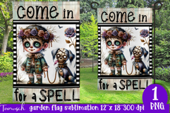 vintage Creepy sublimation Halloween Garden Flag PNG Product Image 1