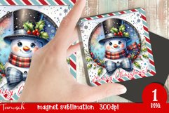 Christmas whimsical snowman magnet retro Sublimation Product Image 1