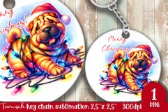 funny christmas dog keychain Sublimation PNG / sharpei Product Image 1