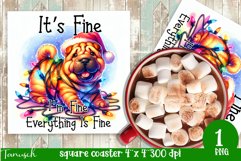 funny christmas SHAR PEI Square Coaster Sublimation Product Image 1