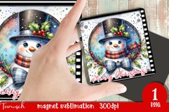 Christmas whimsical snowman magnet retro Sublimation Product Image 1