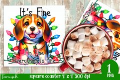 funny christmas BEAGLE Square Coaster Sublimation Product Image 1