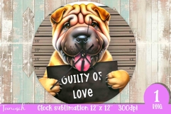 funny mugshot dog in prison Wall Clock sublimation design Product Image 1