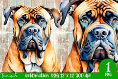 watercolor Bullmastiff dog sublimation mastiff PNG Product Image 1