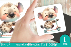 watercolor nursery Animals MAGNET sublimation / Baby Hyena Product Image 1