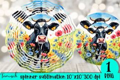 Cow &amp; flowers wind spinner sublimation floral design PNG Product Image 1