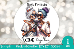 funny Mother&#039;s DAY Wine Wall Clock round Sublimation Product Image 1