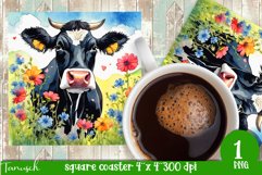 funny COW square coaster sublimation design bundle Product Image 7