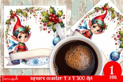 Christmas whimsical elf square coaster Sublimation bundle Product Image 7
