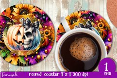 funny FALL Pumpkin with Bow Round Coaster sublimation PNG Product Image 1