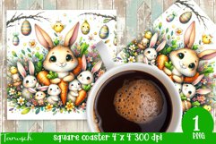 cute EASTER rabbit Square Coaster spring Sublimation PNG Product Image 1