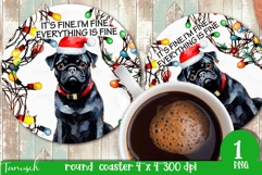 funny christmas round coaster It&#039;s fine, I&#039;m fine design Product Image 1