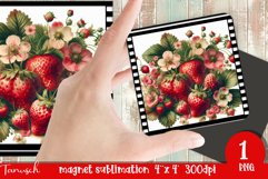 cute watercolor strawberry Magnet Sublimation PNG Product Image 1