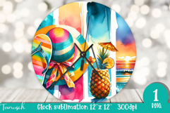 cute SUMMER holidays Wall Clock Sublimation beach design Product Image 1