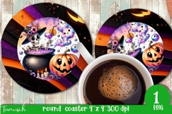 funny skeleton Halloween ROUND COASTER sublimation PNG Product Image 1