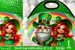 St Patrick LUCKY gnome lunch bag Sublimation design PNG Product Image 1