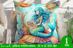 watercolor mermaid pillow sublimation design PNG Product Image 1