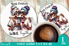 funny Mother&#039;s DAY Wine round coaster Sublimation Product Image 1