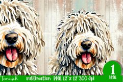 watercolor Komondor dog sublimation PNG Product Image 1