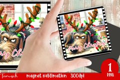funny MERRY christmas MAGNET Sublimation PNG / wolfhound Product Image 1