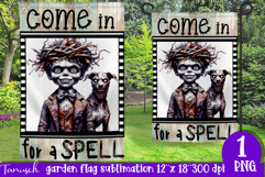 vintage Creepy sublimation Halloween Garden Flag PNG Product Image 1