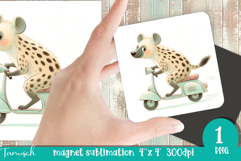 watercolor nursery Animals MAGNET sublimation / Baby Hyena Product Image 1