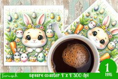 cute EASTER rabbit Square Coaster spring Sublimation PNG Product Image 1