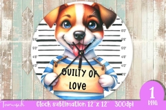 funny mugshot dog in prison Wall Clock sublimation design Product Image 1