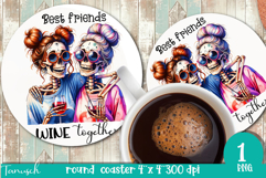 funny Mother&#039;s DAY Wine round coaster Sublimation Product Image 1