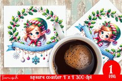 Christmas whimsical elf square coaster Sublimation bundle Product Image 8