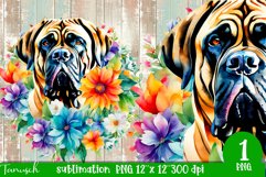 watercolor English Mastiff dog sublimation PNG Product Image 1