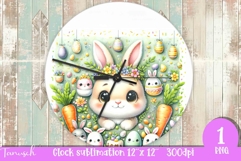 cute EASTER rabbit Wall Clock spring Sublimation PNG Product Image 1