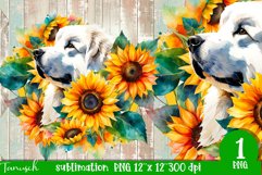 watercolor Great Pyrenees dog sublimation PNG Product Image 1