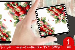 cute watercolor strawberry Magnet Sublimation PNG Product Image 1