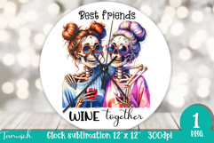 funny Mother&#039;s DAY Wine Wall Clock round Sublimation Product Image 1
