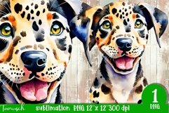watercolor Catahoula Leopard dog sublimation mastiff PNG Product Image 1