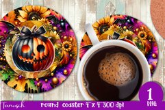 funny FALL Pumpkin with Bow Round Coaster sublimation bundle Product Image 8