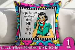 retro housewife funny woman pillow sublimation design JPG Product Image 1