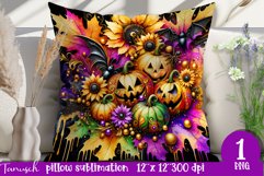 funny FALL Pumpkin with Bow Pillow sublimation PNG Product Image 1