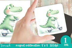watercolor nursery Animals MAGNET sublimation / Baby Croco Product Image 1