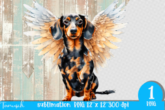 watercolor Dachshund angel wings dog sublimation PNG Product Image 1