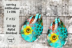 Watercolor sunflowers and glitter earrings Sublimation PNG Product Image 1