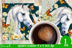 Watercolor horse memorial SQUARE COASTER sublimation PNG Product Image 1