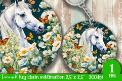 watercolor horse keychain Sublimation design PNG Product Image 1