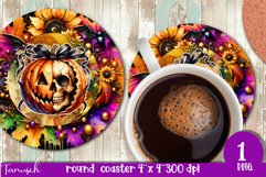 funny FALL Pumpkin with Bow Round Coaster sublimation bundle Product Image 9