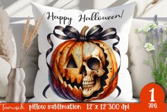 funny FALL Pumpkin Pillow with Bow sublimation JPG Product Image 1